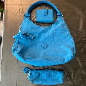 Kipling bag blue with matching wallet and pencil case